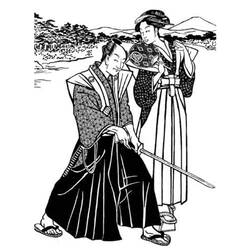 Dessin à colorier: Samouraï (Personnages fantastiques et d'aventure) #107387 - Coloriages à Imprimer Gratuits