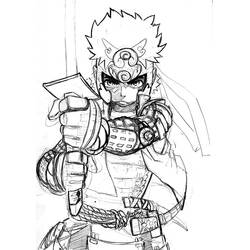 Dessin à colorier: Samouraï (Personnages fantastiques et d'aventure) #107429 - Coloriages à Imprimer Gratuits