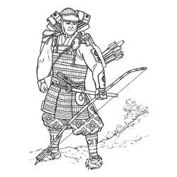 Dessin à colorier: Samouraï (Personnages fantastiques et d'aventure) #186150 - Coloriages à Imprimer Gratuits