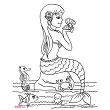 Dessin à colorier: Sirène (Personnages fantastiques et d'aventure) #147167 - Coloriages à Imprimer Gratuits