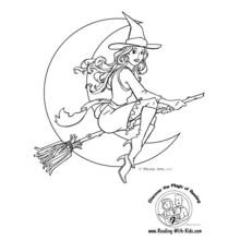 Dessin à colorier: Sorcière (Personnages fantastiques et d'aventure) #108137 - Coloriages à Imprimer Gratuits