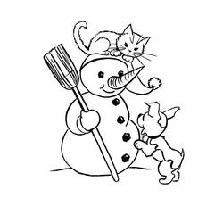 Dessin à colorier: Bonhomme de Neige (Personnages) #89264 - Coloriages à Imprimer Gratuits