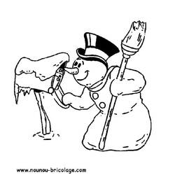 Dessin à colorier: Bonhomme de Neige (Personnages) #89331 - Coloriages à Imprimer Gratuits