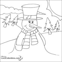 Dessin à colorier: Bonhomme de Neige (Personnages) #89332 - Coloriages à Imprimer Gratuits