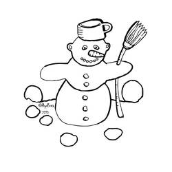 Dessin à colorier: Bonhomme de Neige (Personnages) #89366 - Coloriages à Imprimer Gratuits