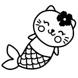Dessin à colorier: Chat Sirène (Personnages) #212803 - Coloriages à Imprimer Gratuits