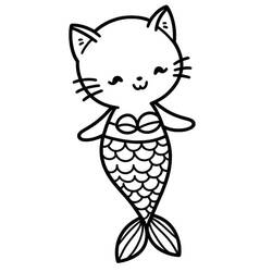 Dessin à colorier: Chat Sirène (Personnages) #212809 - Coloriages à Imprimer Gratuits