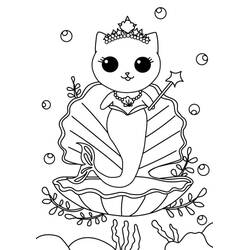 Dessin à colorier: Chat Sirène (Personnages) #212811 - Coloriages à Imprimer Gratuits