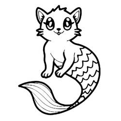 Dessin à colorier: Chat Sirène (Personnages) #212812 - Coloriages à Imprimer Gratuits