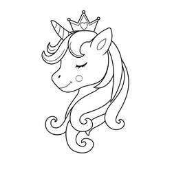 Illustration au trait Licorne (Personnages) #171303 prête à colorier