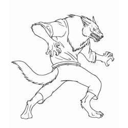 Illustration au trait Loup garou (Personnages) #201650 prête à colorier