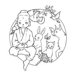 Dessin à colorier: Mythologie Hindou: Bouddha (Religion et Mythologie) #89523 - Coloriages à Imprimer Gratuits
