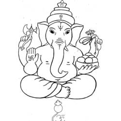 Dessin à colorier: Mythologie Hindou: Ganesh (Religion et Mythologie) #96850 - Coloriages à Imprimer Gratuits
