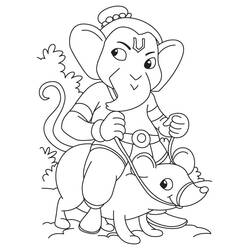Dessin à colorier: Mythologie Hindou: Ganesh (Religion et Mythologie) #97025 - Coloriages à Imprimer Gratuits