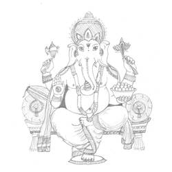 Dessin à colorier: Mythologie Hindou: Ganesh (Religion et Mythologie) #97030 - Coloriages à Imprimer Gratuits