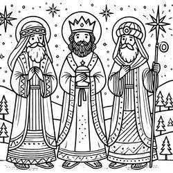 Dessin à colorier: Rois Mages (Religion et Mythologie) #217797 - Coloriages à Imprimer Gratuits