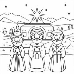 Dessin à colorier: Rois Mages (Religion et Mythologie) #217799 - Coloriages à Imprimer Gratuits