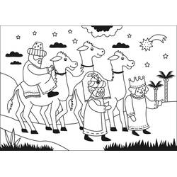 Dessin à colorier: Rois Mages (Religion et Mythologie) #217812 - Coloriages à Imprimer Gratuits
