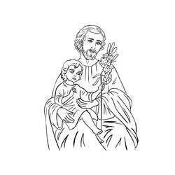 Dessin à colorier: Saint Joseph (Religion et Mythologie) #211100 - Coloriages à Imprimer Gratuits