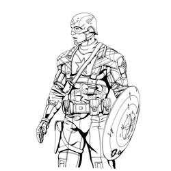 Coloriage gratuit Captain America (Super-héros et Super-vilains) #173009 à colorier aux crayons