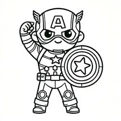 Illustration au trait Captain America (Super-héros et Super-vilains) #218064 prête à colorier