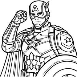 Coloriage gratuit Captain America (Super-héros et Super-vilains) #218067 à colorier aux crayons