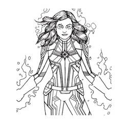 Dessin à colorier: Captain Marvel (Super-héros et Super-vilains) #200041 - Coloriages à Imprimer Gratuits