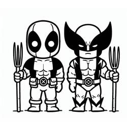 Dessin à colorier: Deadpool et Wolverine (Super-héros et Super-vilains) #219332 - Coloriages à Imprimer Gratuits