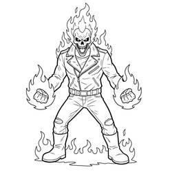 Coloriage Ghost Rider (Super-héros et Super-vilains) #221950 à imprimer et colorier