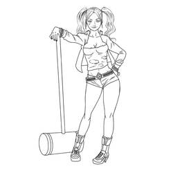Dessin à colorier: Harley Quinn (Super-héros et Super-vilains) #196023 - Coloriages à Imprimer Gratuits