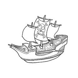 Dessin à colorier: Bateau pirate (Transport) #138211 - Coloriages à imprimer