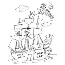 Dessin à colorier: Bateau pirate (Transport) #138233 - Coloriages à imprimer