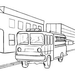 Dessin à colorier: Camion de Pompier (Transport) #185290 - Coloriages à Imprimer Gratuits
