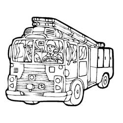 Dessin à colorier: Camion de Pompier (Transport) #185293 - Coloriages à Imprimer Gratuits