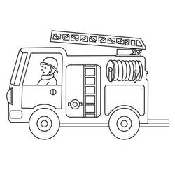 Dessin à colorier: Camion de Pompier (Transport) #185310 - Coloriages à Imprimer Gratuits