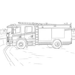 Dessin à colorier: Camion de Pompier (Transport) #185319 - Coloriages à Imprimer Gratuits