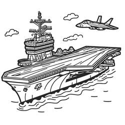 Coloriage Porte Avion (Transport) #206160 à imprimer et colorier