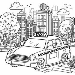 Dessin à colorier: Taxi (Transport) #204436 - Coloriages à Imprimer Gratuits