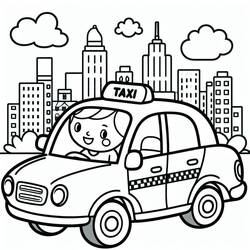Coloriage Taxi (Transport) #204437 à imprimer et colorier