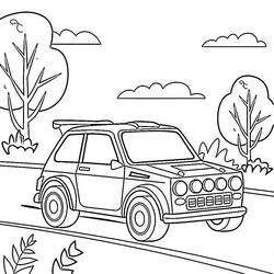 Dessin à colorier: Voiture de Rallye (Transport) #217340 - Coloriages à Imprimer Gratuits