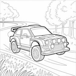 Dessin à colorier: Voiture de Rallye (Transport) #217347 - Coloriages à Imprimer Gratuits