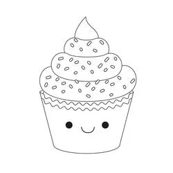 Coloriage Cupcake avec un visage souriant