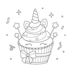 Coloriage Cupcake licorne à la crème tourbillonnée