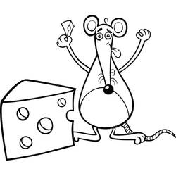 Coloriage Fromage et souris joyeuse