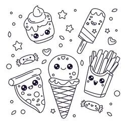 Kawaii Nourriture - Coloriages gratuits à imprimer