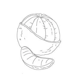 Coloriage Orange à demi épluchée avec un quartier détaché