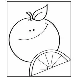 Coloriage Orange souriante avec un quartier de fruit