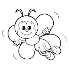 Coloriage Abeille souriante qui salue