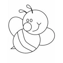 Coloriage Abeille souriante au visage rond