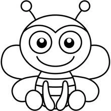 Coloriage Abeille souriante aux grands yeux